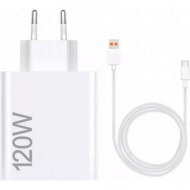 Cargador USB Xiaomi 120W HyperCharge Combo + Cable (USB A-C) Blanco