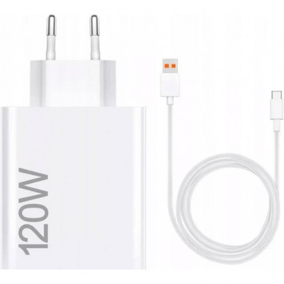 Cargador USB Xiaomi 120W HyperCharge Combo + Cable (USB A-C) Blanco