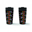 Vaso Viaje Metalico Pac Man Game Over