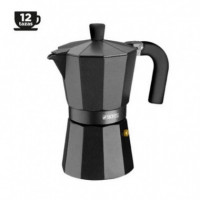 Cafetera Italiana MONIX Noir Vitro de Aluminio Negra 12 Tazas