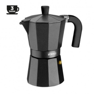 Cafetera de Aluminio Monix Noir para 3 Tazas Vitro Negro