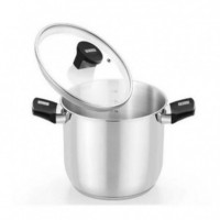 Olla MONIX Elite de Acero Inoxidable con Tapa de Cristal 24 Cm