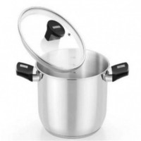Olla MONIX Elite de Acero Inoxidable con Tapa de Cristal 26 Cm