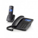 MOTOROLA Pack Telefono Sobremesa + Inalambrico Negro C4201,manos libres y 60 memorias