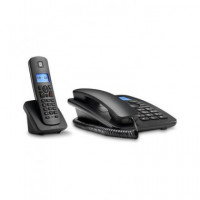 MOTOROLA Pack Telefono Sobremesa + Inalambrico Negro C4201,manos libres y 60 memorias