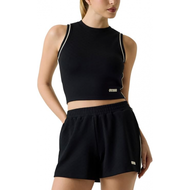 Top Guess deportivo negro logotipo estampado