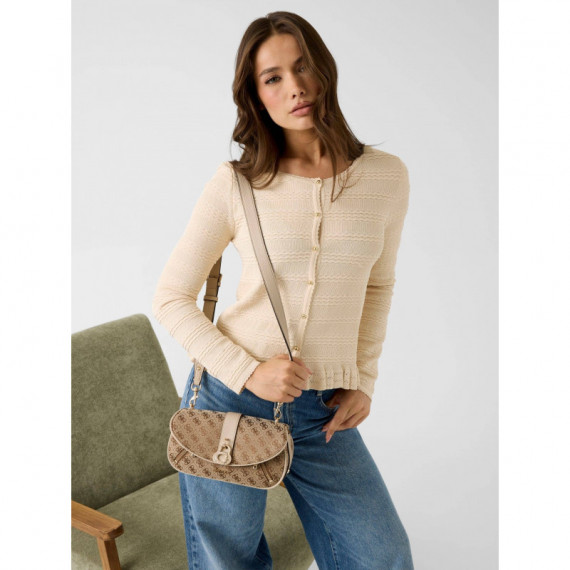 JESSA FLAP CROSSBODY LATTE LOGO