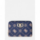 Emelie Logo Slg Med Zip Around Navy Logo  GUESS