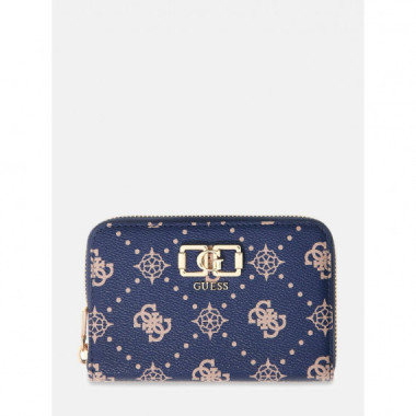 Emelie Logo Slg Med Zip Around Navy Logo  GUESS