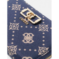 Emelie Logo Slg Med Zip Around Navy Logo  GUESS