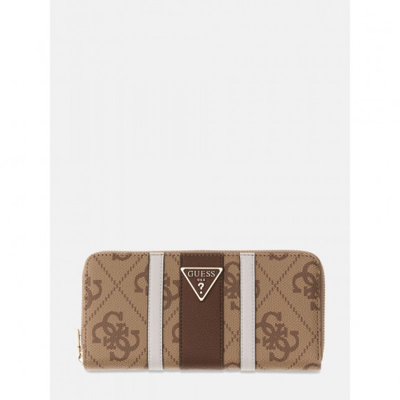 Laurel Ii Slg Lrg Zip Around Latte Logo/  GUESS