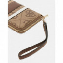 Laurel Ii Slg Lrg Zip Around Latte Logo/  GUESS