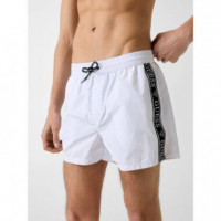 Swimtrunk Logo Tape Medium Pure White  GUESS