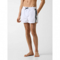 Swimtrunk Logo Tape Medium Pure White  GUESS