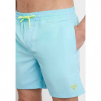 Swimtrunk New 4G Logo Medium Ocean Embos  GUESS