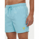 Swimtrunk New Basic Short Azure Fluo  GUESS