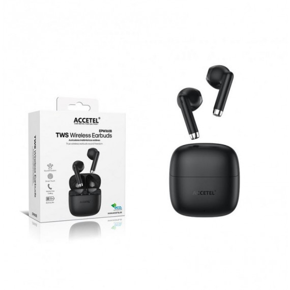 Auriculares Accetel Inalámbricos TWS Estéreo Libertad de Sonido 5H EPW160B Negro
