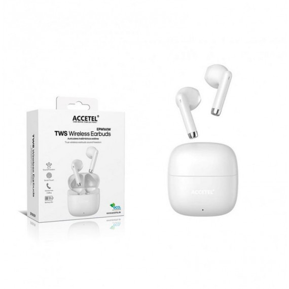 Auriculares Accetel Inalámbricos TWS Estéreo Libertad de Sonido 5H EPW160W Blanco