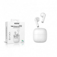 Auriculares ACCETEL Inalámbricos Tws Estéreo Libertad de Sonido 5H EPW160W Blanco