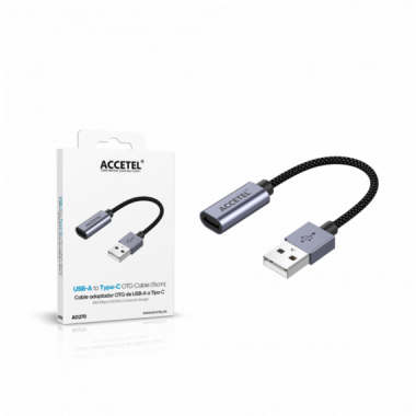 Cable Adaptador Accetel USB-A Macho a Tipo-C Hembra AD270