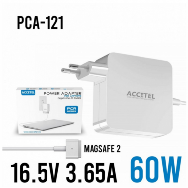 Cargador Port&aacute;til Accetel para MacBook 60W 16.5V 3.65A MagSafe 2/T PCA-121
