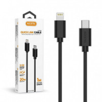 Cable de Datos ACCETEL Carga Rápida Pd 20W Usb-c a Lightning Negro (1M) CU2102