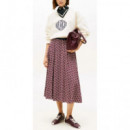 TOMMY HILFIGER - Vis Twill A-line MIDI Skirt - 0GY - F|WW0WW49373/0GY