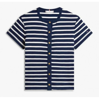 TOMMY HILFIGER - Gold Button Slim Ss Tee - 0X3 - F|WW0WW48709/0X3