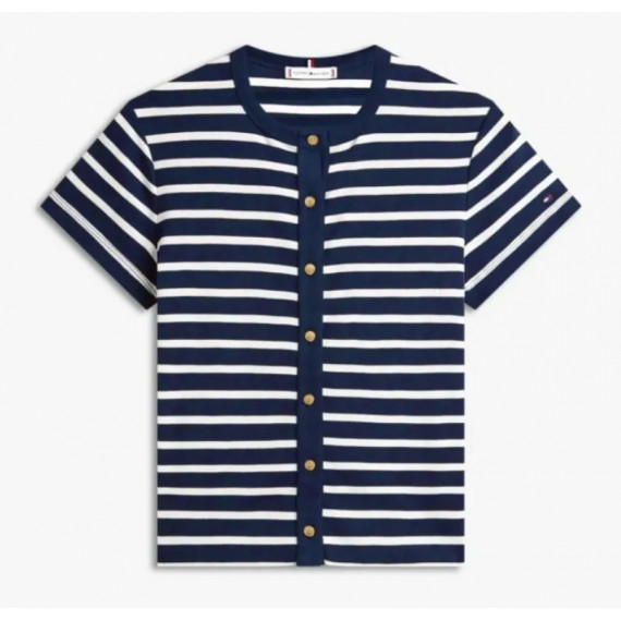 TOMMY HILFIGER - Gold Button Slim Ss Tee - 0X3 - F|WW0WW48709/0X3