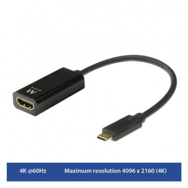 Adaptador Ewent Conversor USB-C Macho a HDMI Hembra 4K@60Hz (EW9823)
