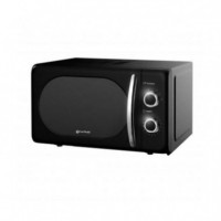 Microondas GRUNKEL Vintage Negro 700W con Control Mecánico de 20 Litros