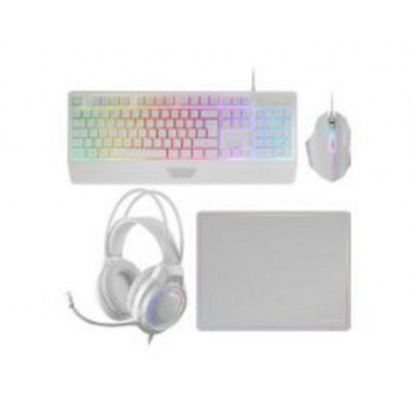 Kit Mars Gaming Teclado, Rat&oacute;n, Auriculares y Alfombrilla Blanco (MCP124PROWES)