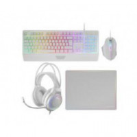 Kit MARS GAMING Teclado, Ratón, Auriculares y Alfombrilla Blanco (MCP124PROWES)