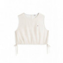 Tjw Tie Side Linen Blouse White Clay / S  TOMMY JEANS