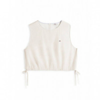 Tjw Tie Side Linen Blouse White Clay / S  TOMMY JEANS