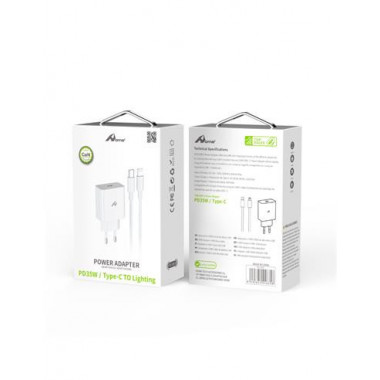HOME Adaptador Corriente Usb C+Cable Datos Tipo C A Lightning BPD 35W Blanco MK-23109 5-9-12v