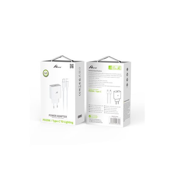 HOME Adaptador Corriente Usb C+Cable Datos Tipo C A Lightning BPD 35W Blanco MK-23109 5-9-12v