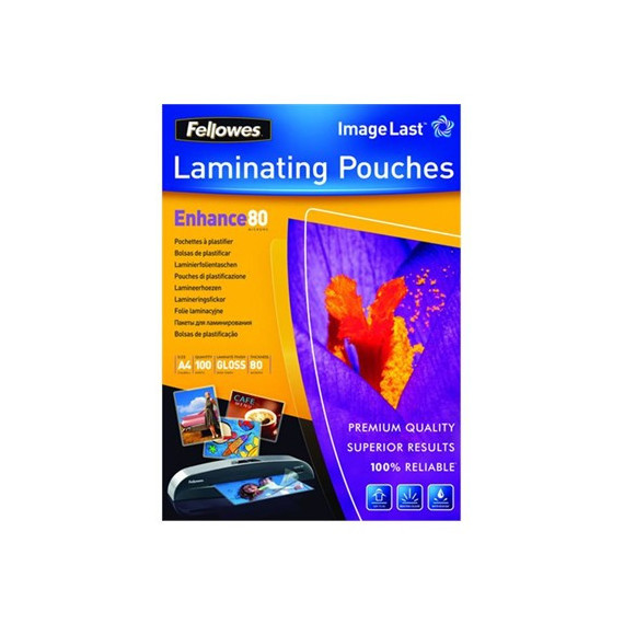 FELLOWES 5306114 Pack 100 Bolsas Plastificacion 80 Micras A4 216X303