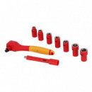 Juego Vasos 3/8" + Chicharra 1.000V PAMACON 9 Pcs