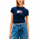 Camiseta de punto slim con logo ondulante