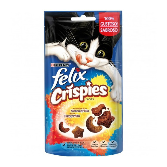 FELIX Gato Snack Crispies Buey y Pollo 45 Gr