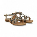 Sandalia Cruzada Negro+platino  TWEST