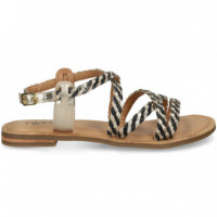 Sandalia Cruzada Negro+platino  TWEST