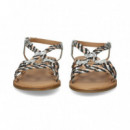 Sandalia Argolla Beige+negro+plata  TWEST
