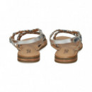 Sandalia Argolla Beige+negro+plata  TWEST