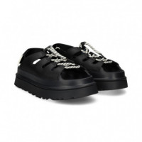 Sandalia Plataforma Acordonado Negro  UGG