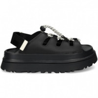 Sandalia Plataforma Acordonado Negro  UGG