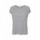 camisetas mujer Camiseta VERO MODA Ava Aware China Blue / Pristine