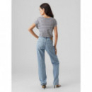 camisetas mujer Camiseta VERO MODA Ava Aware China Blue / Pristine