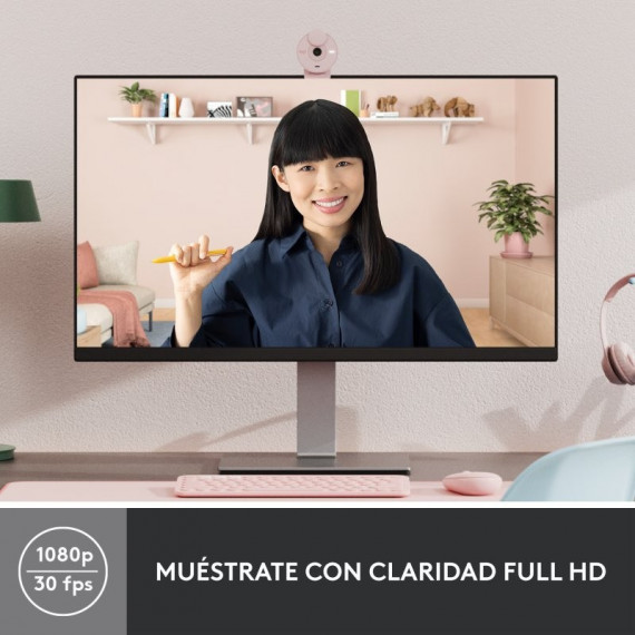 Webcam LOGITECH Brio 300 Fhd Usb-c Rose - Guanxe Atlantic Marketplace